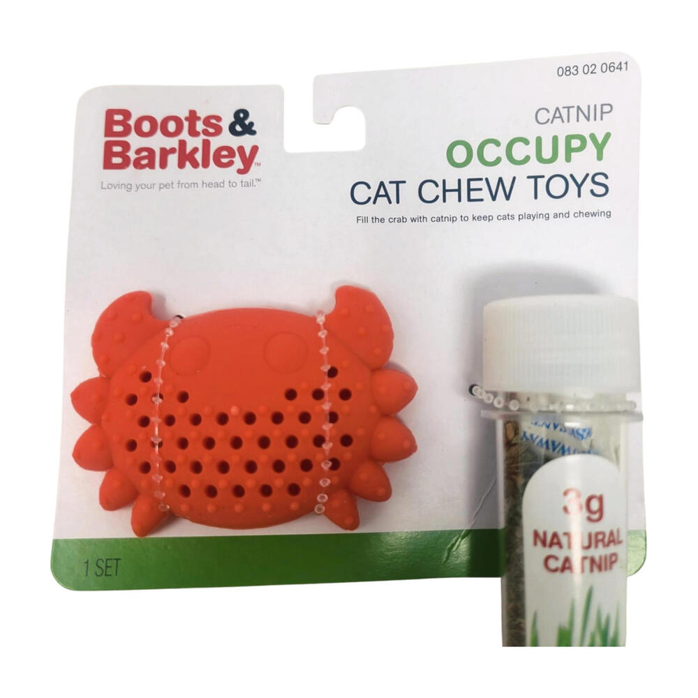 Occupy Cat Chew Toy 3 Grams Of Natural Catnip & Crab Toy Holder Boots & Barkley